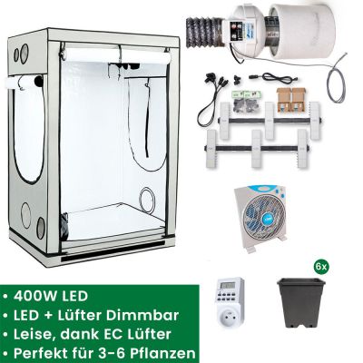 Homebox Ambient R120 Growset mit Sanlight 400W LED Set & Prima Klima EC-Lüfter