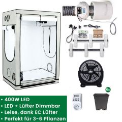 Homebox Ambient R120 Growset mit Sanlight 400W LED Set & Prima Klima EC-Lüfter